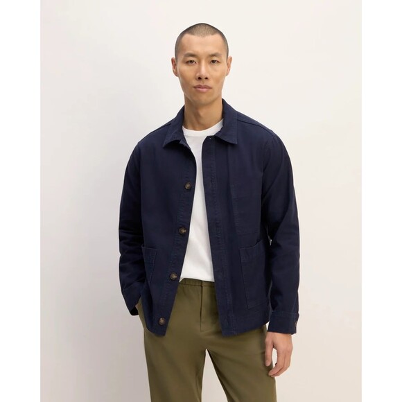 Everlane The Organic Cotton Chore Jacket Mens Large Navy Relaxed Fit MSRP $148 - Picture 1 of 12
